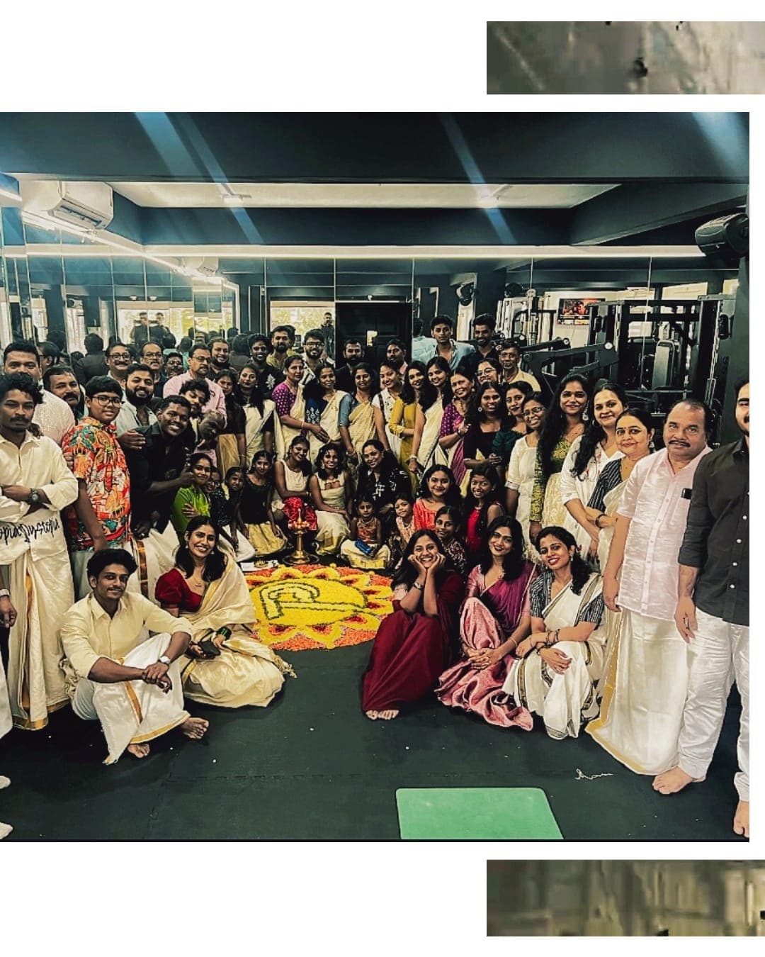 Members and trainers together around the pookalam